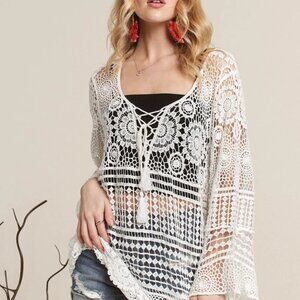 ADORA Front Lace Up Crochet Cover Up